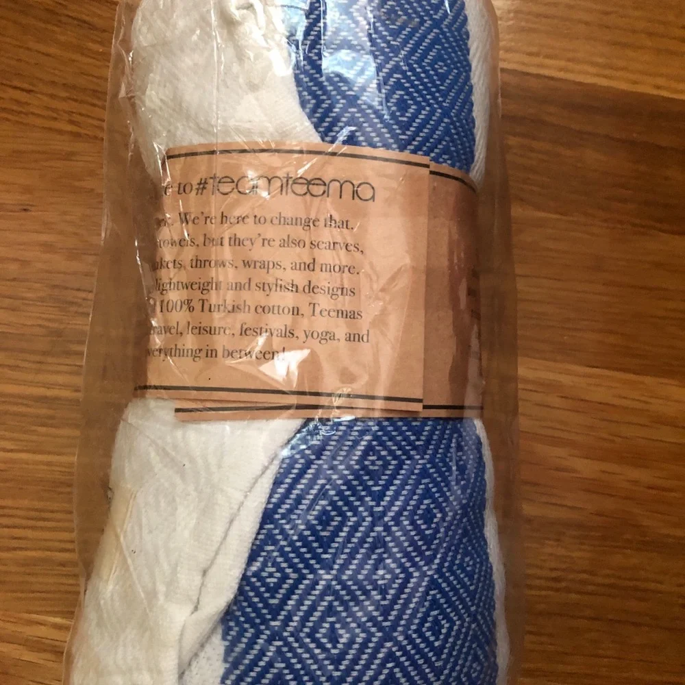Teema Towels striped Blue Strokes NWT